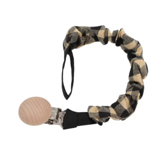 7084_pacifier clip_black yellow cotton